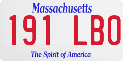 MA license plate 191LB0