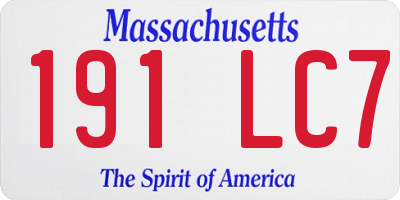 MA license plate 191LC7