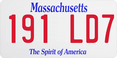 MA license plate 191LD7