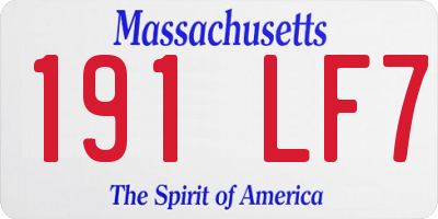 MA license plate 191LF7