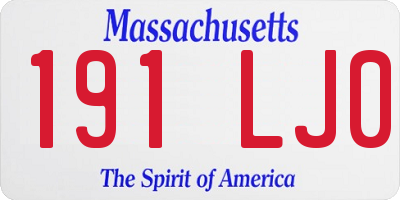 MA license plate 191LJ0