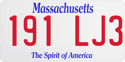 MA license plate 191LJ3