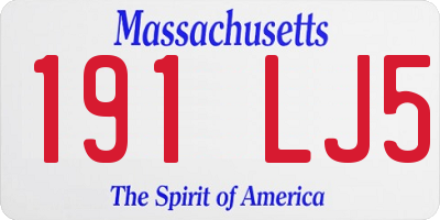 MA license plate 191LJ5