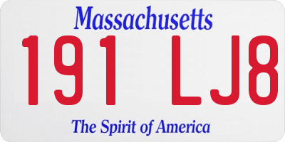 MA license plate 191LJ8