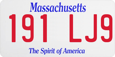 MA license plate 191LJ9