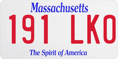 MA license plate 191LK0