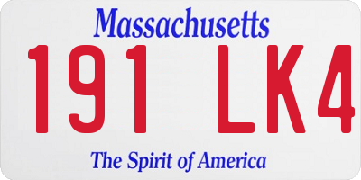 MA license plate 191LK4