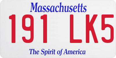 MA license plate 191LK5