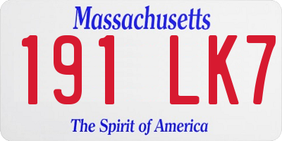 MA license plate 191LK7