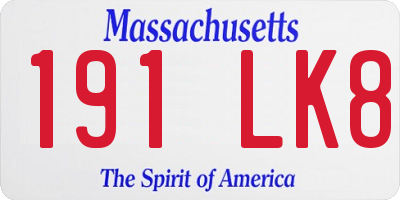 MA license plate 191LK8