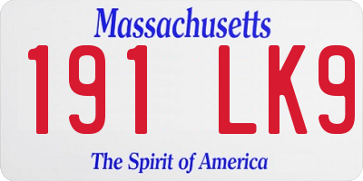 MA license plate 191LK9