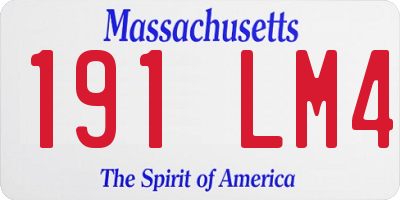 MA license plate 191LM4