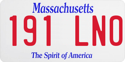 MA license plate 191LN0