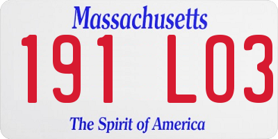 MA license plate 191LO3