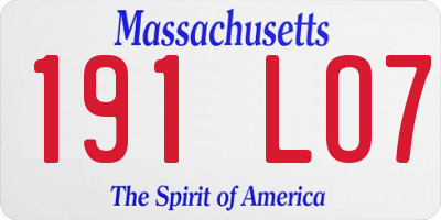MA license plate 191LO7