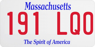 MA license plate 191LQ0