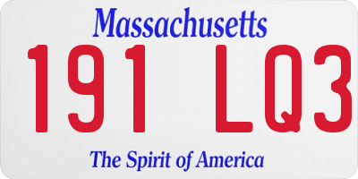 MA license plate 191LQ3