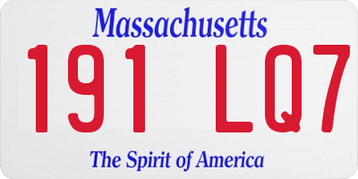 MA license plate 191LQ7
