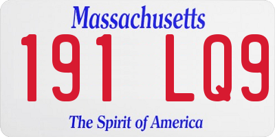 MA license plate 191LQ9