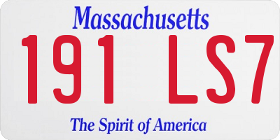 MA license plate 191LS7