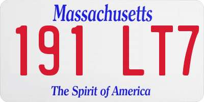 MA license plate 191LT7