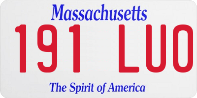 MA license plate 191LU0