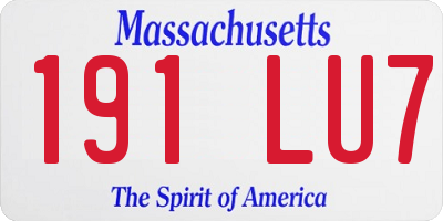 MA license plate 191LU7