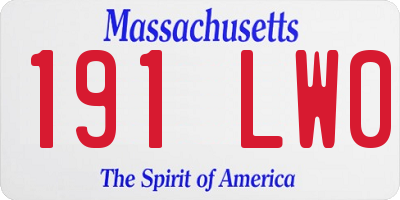 MA license plate 191LW0