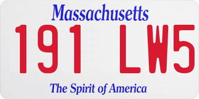 MA license plate 191LW5