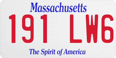 MA license plate 191LW6