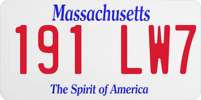 MA license plate 191LW7
