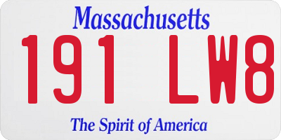 MA license plate 191LW8