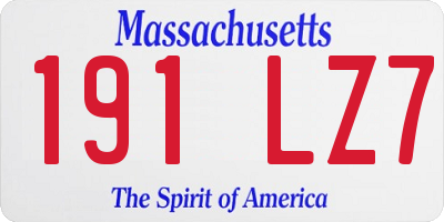 MA license plate 191LZ7