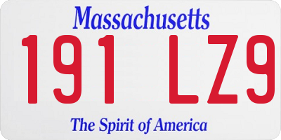 MA license plate 191LZ9