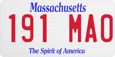 MA license plate 191MA0