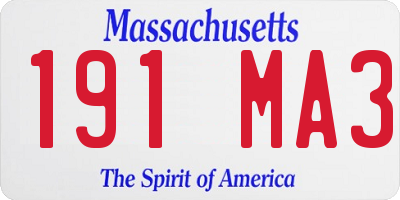 MA license plate 191MA3