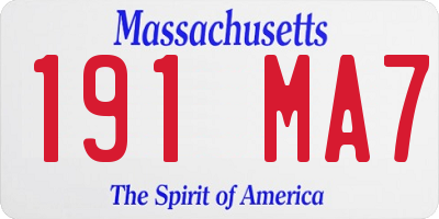 MA license plate 191MA7