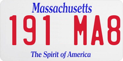 MA license plate 191MA8