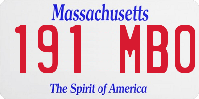 MA license plate 191MB0