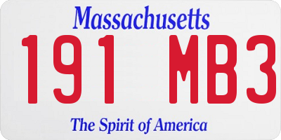 MA license plate 191MB3
