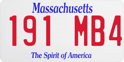 MA license plate 191MB4