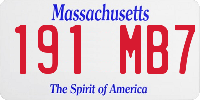 MA license plate 191MB7