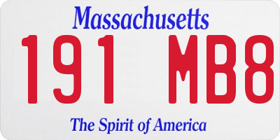 MA license plate 191MB8