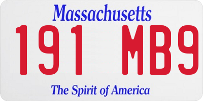 MA license plate 191MB9