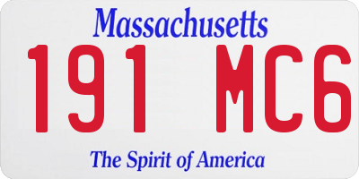 MA license plate 191MC6