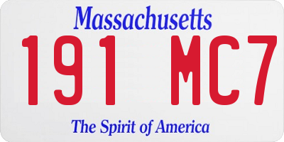 MA license plate 191MC7