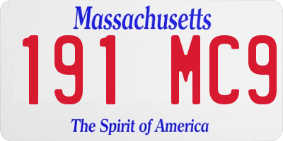 MA license plate 191MC9