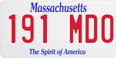 MA license plate 191MD0