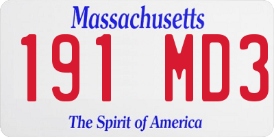 MA license plate 191MD3