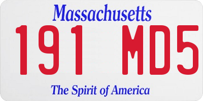 MA license plate 191MD5